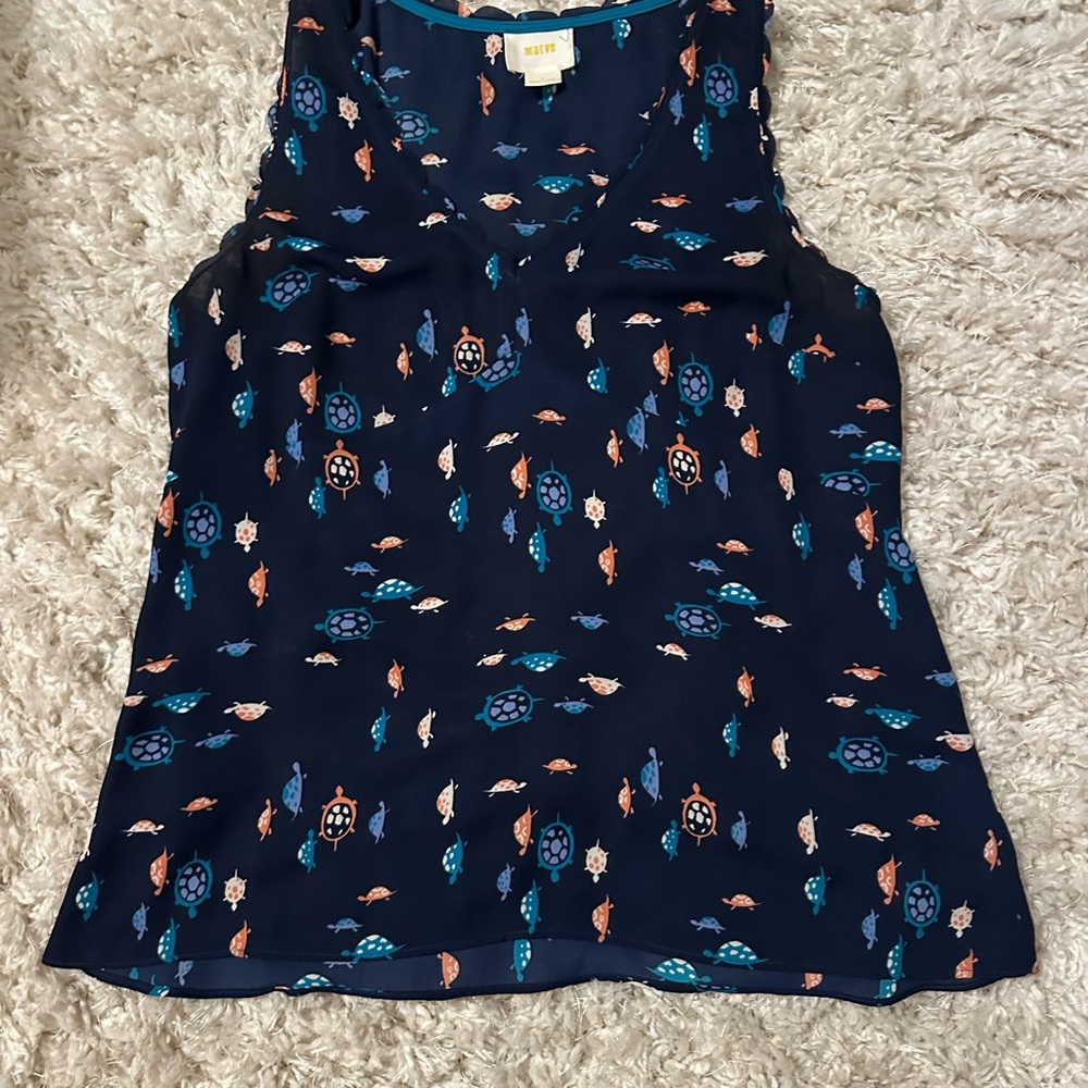 Maeve Blue and Pink Turtle Tank Top